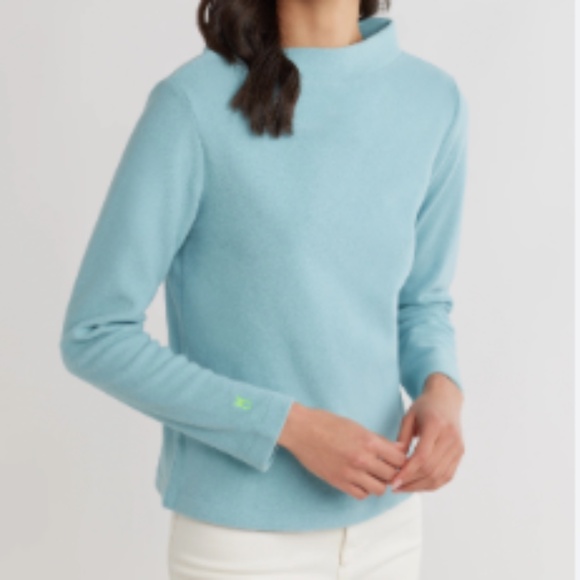 Dudley Stephens Cobble Hill Turtleneck in Terry Fleece Nantucket Fog - Picture 2 of 5